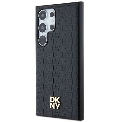 2. Etui DKNY Leather Pattern Metal Logo MagSafe na Samsung Galaxy S24 Ultra - czarne