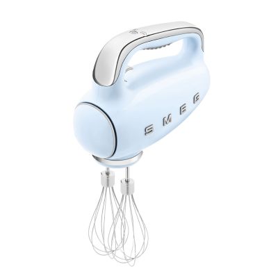 28. Mikser ręczny Smeg HMF01PBEU w stylu retro z lat 50. Pastelowy niebieski
