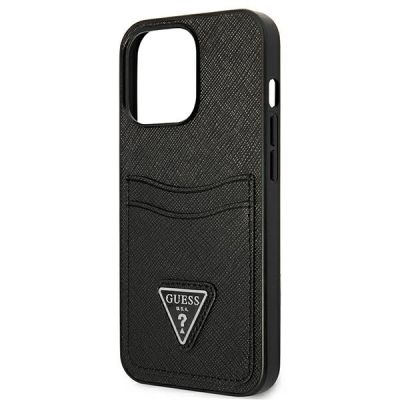 6. Etui Guess Saffiano Triangle Logo Cardslot na iPhone 13 / 13 Pro - czarne