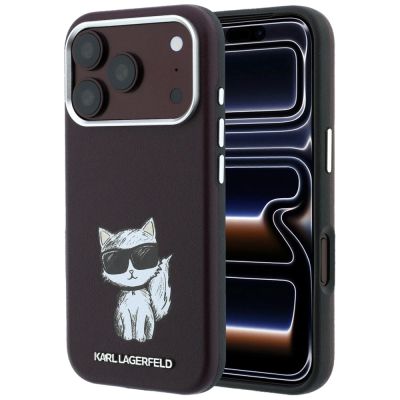 2. Etui Karl Lagerfeld Smooth Choupette Sketch MagSafe na iPhone 17 Pro / 18 Pro - burgundowe