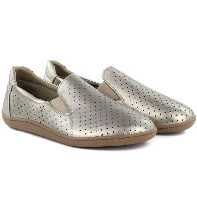 4. Skórzane półbuty ażurowe barefoot złote M.Daszyński OL38-2