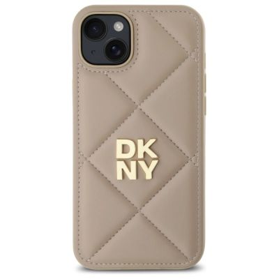 3. Etui DKNY Quilted Stack Logo na iPhone 15 Plus - beżowe
