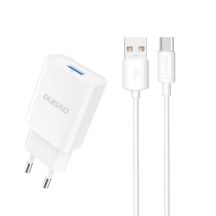 Ładowarka sieciowa Dudao A4EU USB-A 2.1A - biała + kabel USB-A - USB-C