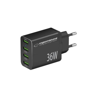 6. ESPERANZA ŁADOWARKA SIECIOWA 36W 4X USB-A QC 3.0 18W EZC107K