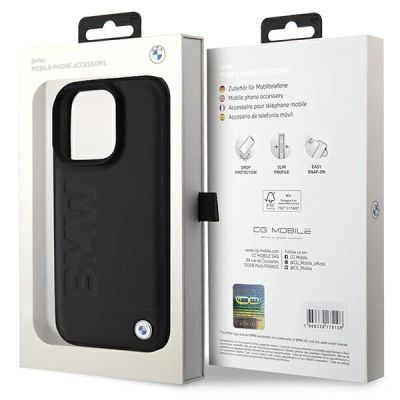 8. Etui BMW Leather Hot Stamp na iPhone 16 Pro Max - czarne