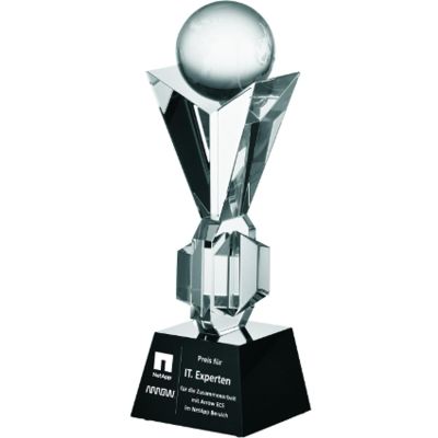 2. Trofeum szklane grawerowane z etui +wypełnianie farbą