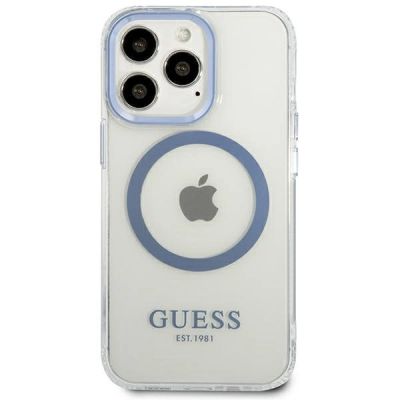 3. Etui Guess Metal Outline MagSafe na iPhone 13 Pro / iPhone 13 - niebieskie