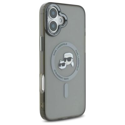 4. Etui Karl Lagerfeld IML Metal Karl&Choupette Head MagSafe na iPhone 16 - czarne
