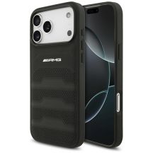 Etui Mercedes AMG Leather Debossed Lines Logo na iPhone 18 Pro Max / 17 Pro Max - czarne