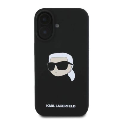 4. Etui Karl Lagerfeld Silicone Karl Head Print MagSafe na iPhone 16 - czarne