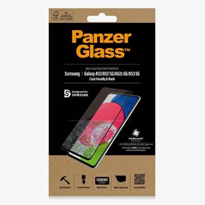 2. Szkło PanzerGlass E2E Microfracture antybakteryjne na Samsung Galaxy A52 / A52 5G / A53 5G - z czarną ramką