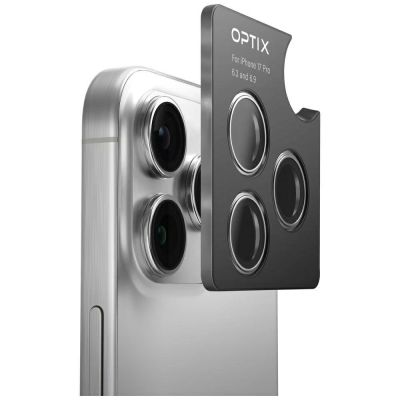 2. Szkło na aparat UNIQ Optix Aluminium Camera Lens Protector na iPhone Air z aplikatorem - niebieskie