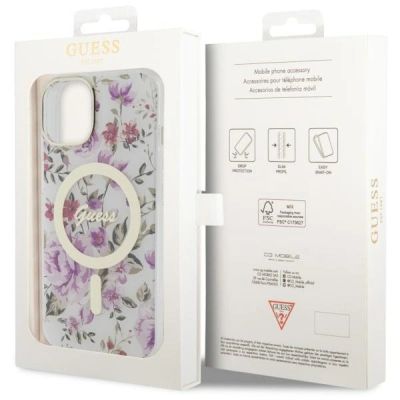 9. Etui Guess Flower MagSafe na iPhone 14 Plus - przezroczyste