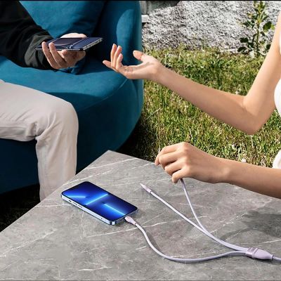 12. Baseus Flash Series II kabel USB Typ C / USB Typ C / Lightning / micro USB 100 W 1,5 m niebieski (CASS030203)