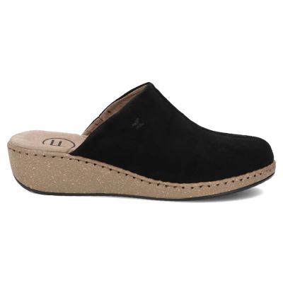 Skórzane klapki na koturnie czarne Filippo DK7567