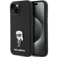 Etui Karl Lagerfeld Silicone Ikonik Metal Pin na iPhone 15 Plus / 14 Plus - czarne