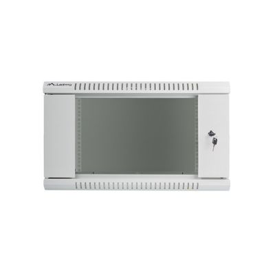 5. Szafa jednosekcyjna, zamykana na zamek Lanberg WF01-6406-10S (6U; 368mm / 600mm / 450 mm; wisząca; Szklane; 19''; kolor szary)