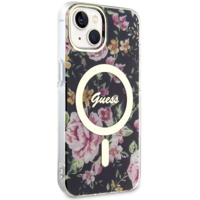 4. Etui Guess Flower MagSafe na iPhone 14 - czarne