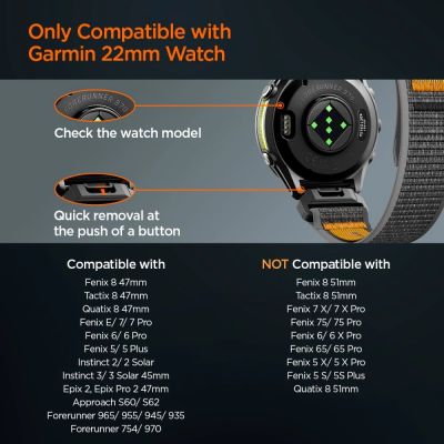 10. Pasek Spigen Athlex Air na Garmin QuickFit 22 mm - czarno-pomarańczowy