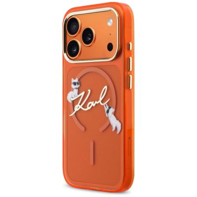2. Etui Karl Lagerfeld IML Choupettes Karl  Script Logo MagSafe na iPhone 17 Pro - pomarańczowe