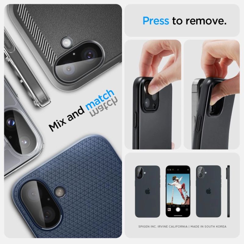 14. Szkło na aparat Spigen Optik GLAS.TR Camera Protector 2-PACK na iPhone 16 / 16 PLUS - czarne
