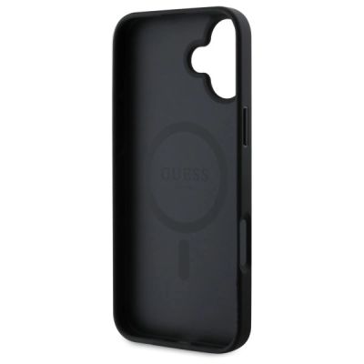 7. Etui Guess 4G Printed Stripes MagSafe na iPhone 16 - czarne