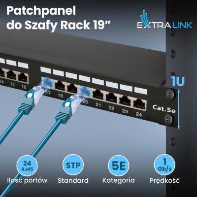 16. Extralink Patchpanel CAT5E STP V2 24 porty