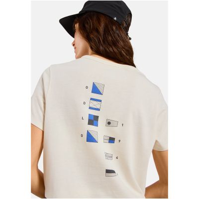 6. Koszulka z krótkim rękawem damska ODLO T-shirt crew neck s/s COTTON BLEND ODLO FLAGS beżowa