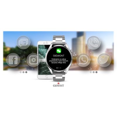 6. Smartwatch GIEWONT Vertex SmartCall GW450-5 Silver/Carbon Leather