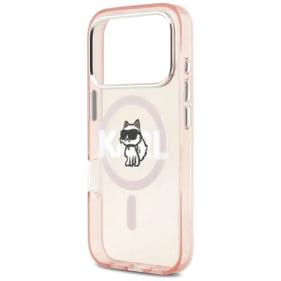 6. Etui Karl Lagerfeld IML Choupette Sketch Logo MagSafe na iPhone 17 Pro - różowe