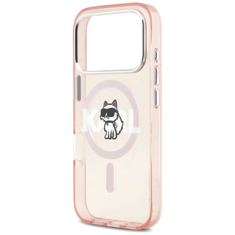 6. Etui Karl Lagerfeld IML Choupette Sketch Logo MagSafe na iPhone 17 Pro - różowe