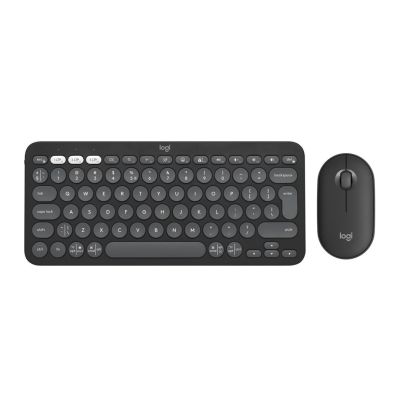 10. Logitech 920-012239 klawiatura Dołączona myszka Uniwersalne RF Wireless + Bluetooth QWERTY Amerykański międzynarodowy Grafitowy