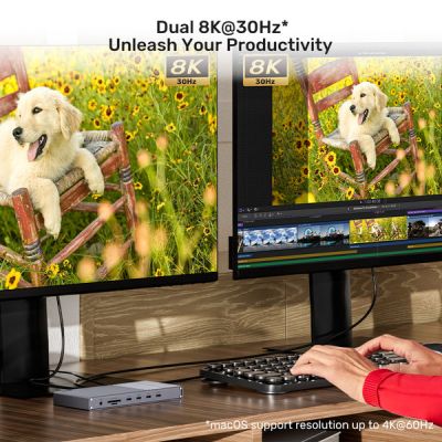 15. Unitek Potrójna stacja dokująca USB4 40Gb/s,zasilacz 120W