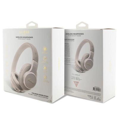 4. Słuchawki nauszne Guess 4G Script Bluetooth - różowe
