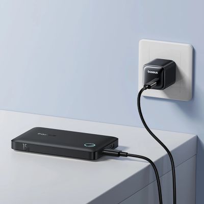 14. Powerbank Baseus EnerFill FP11 10000mAh 15W (z czarnym kablem Simple USB-C - USB-C 20V/3A 30cm) - czarny