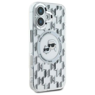 4. Etui Karl Lagerfeld IML Monogram Karl & Choupette Head MagSafe na iPhone 16 - przezroczyste