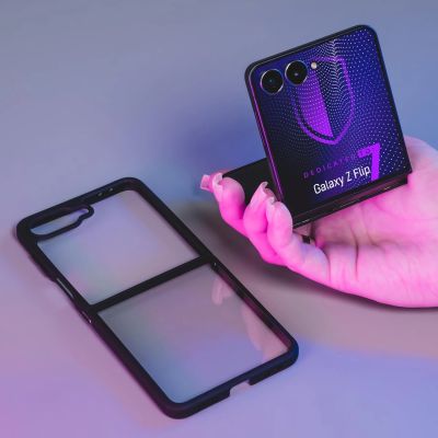 7. Etui 3mk Satin Armor Case+ na Samsung Galaxy Z Flip 7 - przezroczysto-czarne