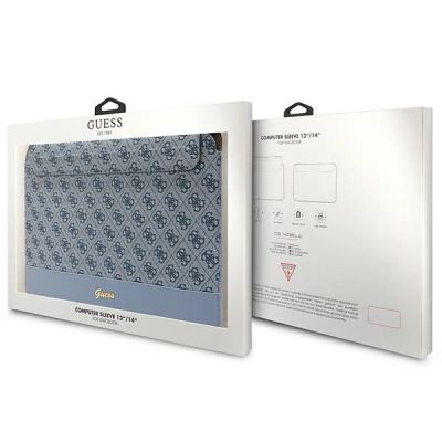 4. Pokrowiec Guess 4G Stripe Metal Logo na laptopa 14" - niebieski