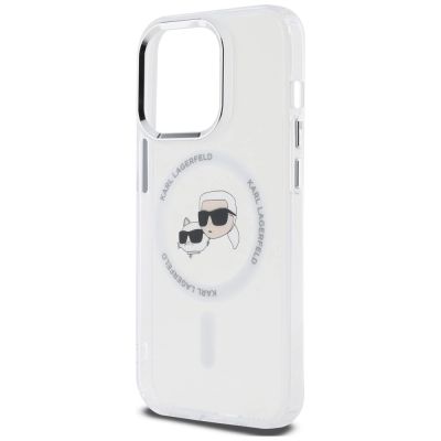 6. Etui Karl Lagerfeld IML Metal Karl & Choupette Head MagSafe na iPhone 14 Pro - białe