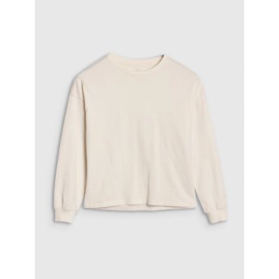 6. Longsleeve oversize gładki dziewczęcy 4F 4FJWSS25TLONF377-12S