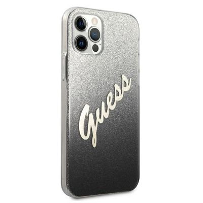 4. Etui Guess Glitter Gradient Script na iPhone 12 / iPhone 12 Pro - czarne