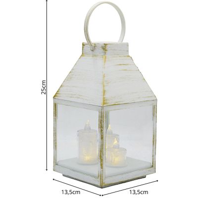 4. LATARNIA LAMPION ADWENTOWY RORATY LED 25CM 3 ŚWIECE BIAŁY