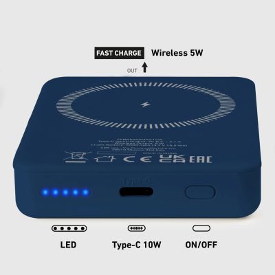 9. Powerbank SBS TEBB5000MAG1CB 5000 mAh kompatybilny z MagSafe - niebieski