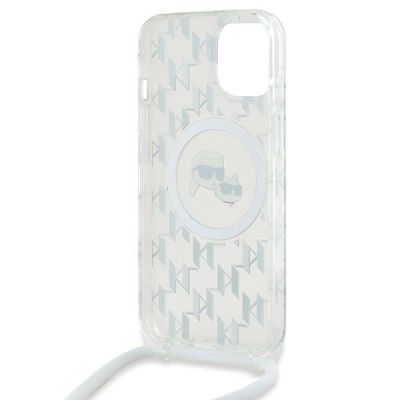 6. Etui Karl Lagerfeld IML Crossbody Monogram Karl & Choupette Head MagSafe na iPhone 15 / 14 / 13 - przezroczyste