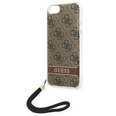 6. Etui Guess 4G Print Strap na iPhone SE 2022 / SE 2020 / 7 / 8 - brązowe