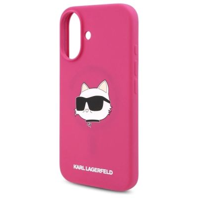 6. Etui Karl Lagerfeld Silicone Choupette Head Print MagSafe na iPhone 16 - fuksja