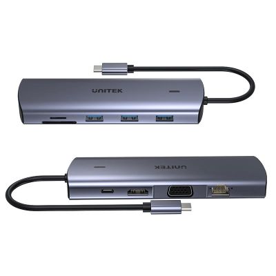 3. UNITEK HUB USB-C 9W1, HDMI, VGA, SD, RJ45, 3X USB-A, PD 100W