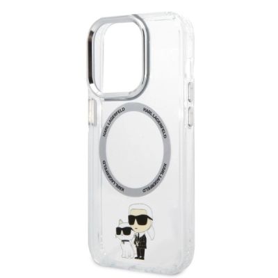 6. Etui Karl Lagerfeld Iconic Karl&Choupette MagSafe na iPhone 14 Pro - przezroczyste