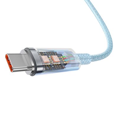 5. Kabel Baseus Explorer 100W USB-C - USB-C z inteligentnym czujnikiem temperatury 1m - niebieski