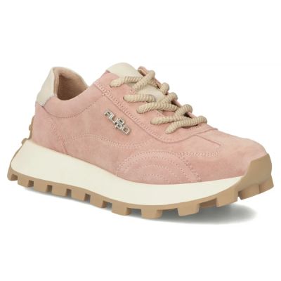 Skórzane półbuty sneakersy na platformie różowe Filippo DP7498